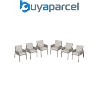 Dellonda Fusion Garden/Patio Dining Chair w/ Armrests, Set of 6, Light Grey - DG49, Grey