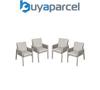 Dellonda Fusion Garden/Patio Aluminium Dining Chair w/ Armrests, Set of 4, Light Grey - DG50, Grey