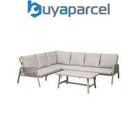 Dellonda Fusion 4 Piece Garden Corner Sofa & Table Set, Aluminium, Light Grey