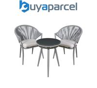 Dellonda Echo 3-Piece Balcony Set with Shatterproof Tempered Glass Top