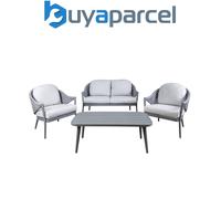Dellonda Echo 4 Piece Aluminium Outdoor Garden Sofa Arm Chair & Table Set, Grey