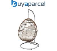 Egg Hanging Swing Chair, Wicker Rattan Basket, Steel Frame, Single - DG60