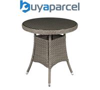 Dellonda DG65 Chester Rattan Wicker Round Outdoor Table with Tempered Glass Top