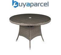Dellonda DG66 Chester Rattan Wicker Round Outdoor Dining Table with Tempered Gla