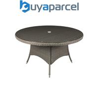 Dellonda DG67 Chester Rattan Wicker Round Outdoor Dining Table with Tempered Gla