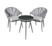 Dellonda Echo 3 Piece Aluminium Balcony Set with Tempered Glass Top DG58