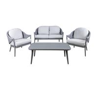 Dellonda Echo 4 Piece Aluminium Outdoor Garden Sofa Arm Chair & Table Set, Grey