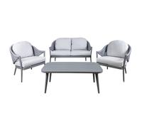 Dellonda Echo 4 Piece Aluminium Outdoor Garden Sofa Arm Chair & Coffee Table Set