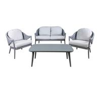 Dellonda Echo 4 Piece Aluminium Outdoor Garden Sofa Arm Chair & Table Set, Grey