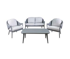 Dellonda Echo 4 Piece Aluminium Outdoor Garden Sofa Arm Chair & Table Set, Grey