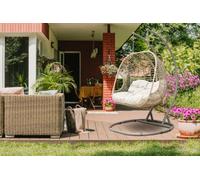 Dellonda Egg Hanging Swing Chair, Wicker Rattan Basket, Steel Frame, Double - Dg61