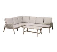 Dellonda Fusion 4 Piece Garden Corner Sofa & Table Set, Aluminium, Light Grey