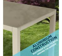 Dellonda Fusion Aluminium Glass Garden Dining Table With Parasol Hole Light Grey