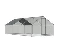 Dellonda Galvanized Steel Chicken Run with Coated Roof Cover 3 x 6 x 2m DG280
