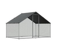 Dellonda Galvanized Steel Chicken Run with Coatet Roof Cover 3 x 2 x 2m DG278