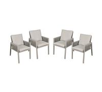 Garden Dining Chairs & Cushions, Set of 4, Fusion - Light Grey