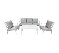 Dellonda Kyoto Garden Sofa Arm Chair Coffee Table Set 4 Pieces Aluminium DG52
