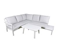 Dellonda Kyoto White 3 Piece Outdoor Garden Corner Sofa & Coffee Table Set White