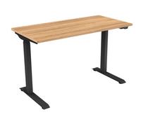 Dellonda Oak Electric Adjustable Office Standing Desk, Quiet, 70Kg, 1200 X 600mm