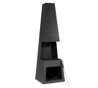 Dellonda Outdoor Chiminea Fireplace Fire Pit Heater Firewood Storage Black Steel