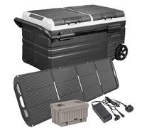 Dellonda Portable Fridge Freezer/Cool Box 75L with 11.1V Portable Battery, AC/DC 230V Adaptor & 220W Solar Panel - DL176