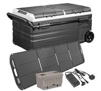 Dellonda Portable Fridge Freezer/Cool Box 95L with 11.1V Portable Battery, AC/DC 230V Adaptor & 220W Solar Panel - DL177