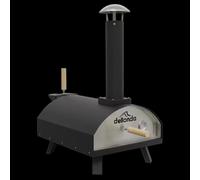 Dellonda Portable Wood-Fired 14" Pizza & Smoking Oven - Black/Stainless Steel -