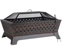 Dellonda 35" Rectangular Outdoor Fire Pit, Antique Bronze Effect - DG44, Brown