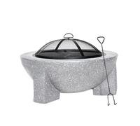 Dellonda Round MgO Fire Pit with BBQ Grill 75cm Mesh Screen Light Grey DG190