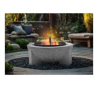 MgO Fire Pit, Round with BBQ Grill, Ø75cm - Light Grey