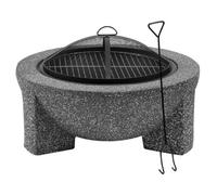 Dellonda Round Mgo Fire Pit With Bbq Grill, 75Cm, Safety Mesh Screen - Dark Grey - Dg191