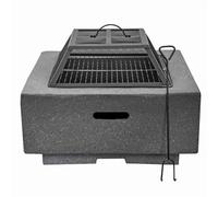 Dellonda Square Mgo Fire Pit With Bbq Grill, Safety Mesh Screen And Fire Poker - Dark Grey - Dg193