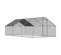 Walk-In Galvanized Steel Chicken Run with Roof Cover & PVC Coated Chicken Wire 3 x 6 x 2m
