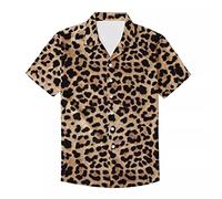 Dellukee Hawaiian Shirts for Men Short Sleeve Summer Tropical Beach Holiday Casual Button Down Shirts, Leopard, XS