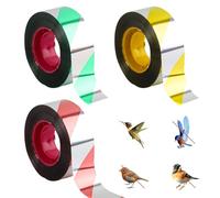 dellyy 3 Rolls 2.4 cm x 100 m Holographic Repellent Tape, Coloured Reflective Tapes, Anti-Bird Laser Tape for Gardens, Orchards, Deterrent Tape