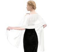 dellyy Women's Chiffon Stole, Elegant Scarf for Evening Dress, Wedding and Party, Multifunctional Scarf, cream-coloured, L