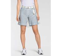 DELMAO Belted Stripe Print Chino Shorts Blue Stripe