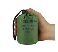Delmera Emergency Sleeping Bag, Lightweight Survival Sleeping Bags Waterproof Thermal Emergency Blanket, Bivy Sack Survival Gear for Outdoor Adventure, Camping, Hiking, Green (Green- one Pack)