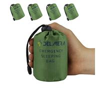 Delmera Emergency Sleeping Bag, Lightweight Survival Sleeping Bags Waterproof Thermal Emergency Blanket, Bivy Sack Survival Gear for Outdoor Adventure, Camping, Hiking, Green (Green- 4 Pack)