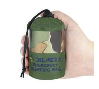 Delmera Emergency Sleeping Bag, Lightweight Survival Sleeping Bags Waterproof Thermal Emergency Blanket, Bivy Sack Survival Gear for Outdoor Adventure, Camping, Hiking, Orange, Green (Camouflage)