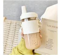 Delmkin Bubble Tea Mug, 500 ml, Drinking Cup, Smoothie Cup with Lid and Straw, Reusable Glass Cup for Boba Tea Juice Coffee