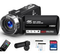 Delmodes Camcorder 4K 30FPS Video Camera 80MP 18X Digital Zoom Vlogging Camera for YouTube IR Night Vision 3.0" IPS Screen Camcorder with 32GB SD Card, Microphone, Remote Control and 2 Batteries