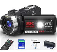Delmodes Camcorder 8K 64MP 18X Digital Zoom WIFI Video Camera for YouTube 3.0 Inch UHD Touchscreen IR Night Vision Vlogging Camera with 32GB SD Card, Remote Control and Two Batteries
