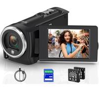 Delmodes Camcorder Video Camera 2.7K 56MP 16X Digital Zoom Vlogging Camera with LED Fill Light, 2.8 Inch LCD Screen Camcorder for YouTube with 32GB SD Card, 2 Batteries