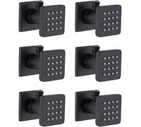 Delnet Adjustable Shower Body Jet Black 6PCS Solid Brass Square Showerhead Body Spray Massage Nozzle Wall Jets