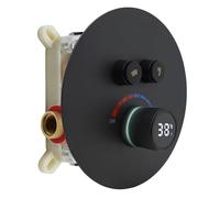 Delnet Round Concealed Mixer for Shower, Dual-Function Shower Valve with Digital Display, Can Use All Options at A Time, Solid Brass, Matte Black