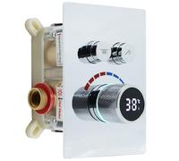 Delnet Solid Brass Shower Mixer Valve, Concealed 2 Way Outlet Digital Display Diverter Valve, Can Use All Options at A Time, Chrome