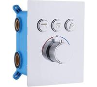 Delnet Thermostatic Shower Valve Brass Concealed 3 Way Outlets Shower Diverter Mixer Valve for Shower System, Can Use All Options at A Time (Chrome)