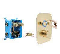 Delnet Upgraded Thermostatic Shower Mixer Valve, Dual Function Brass Shower Valve, Concealed 2 Way Shower Diverter Valve Can Control Flow and On-Off Simultaneously, Brushed Gold