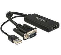 DeLock Adaptor VGA + Audio to HDMI with Cable Black